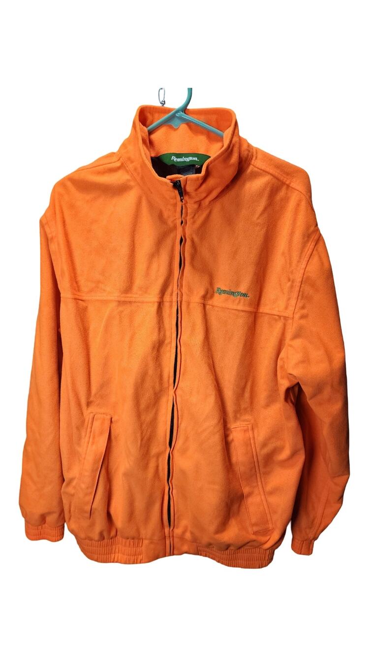 Remington Men's Size M Blaze Orange Fleece Full Zip Hunting Safety Jacket NWOT